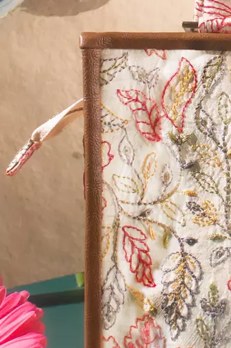 Multi ivy floral embroidered hand bag
