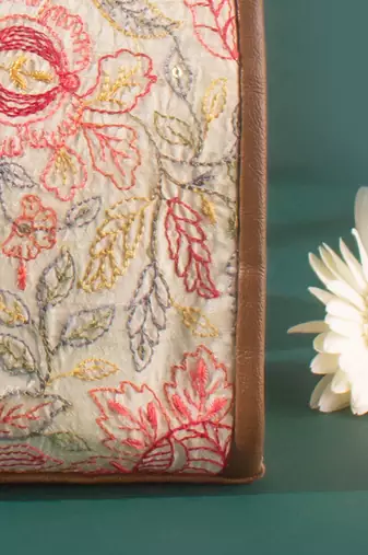 Multi ivy floral embroidered hand bag