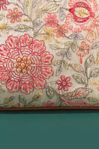 Multi ivy floral embroidered hand bag