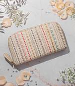 Cream linea embroidered wallet cream