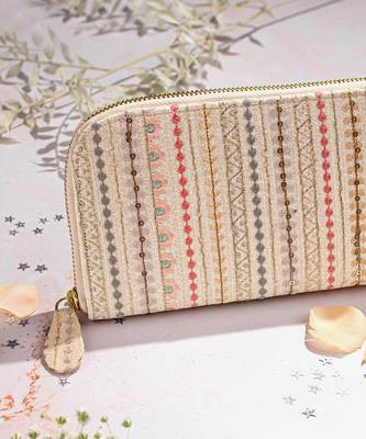 Cream linea embroidered wallet cream 2