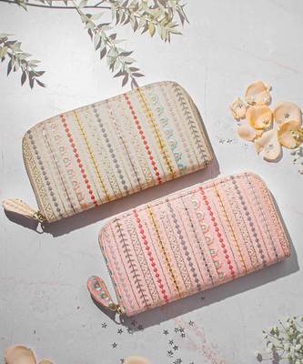 Cream linea embroidered wallet cream 4