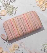 Peach linea embroidered wallet