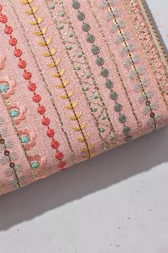 Peach linea embroidered wallet