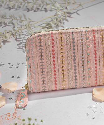 Peach linea embroidered wallet 3