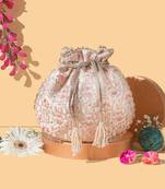 Off white mogra scallop potli bag