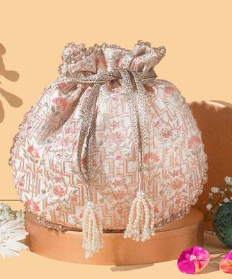 Off white mogra scallop potli bag 5