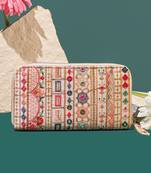 Multi color rafia embroidered wallet