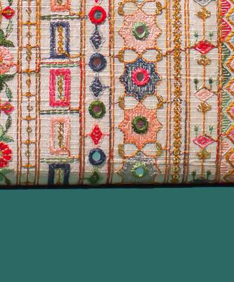 Multi color rafia embroidered wallet 3
