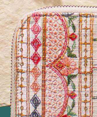 Multi color rafia embroidered wallet 4
