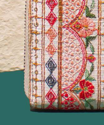 Multi color rafia embroidered wallet 5