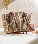 Brown green new yorker tote bag