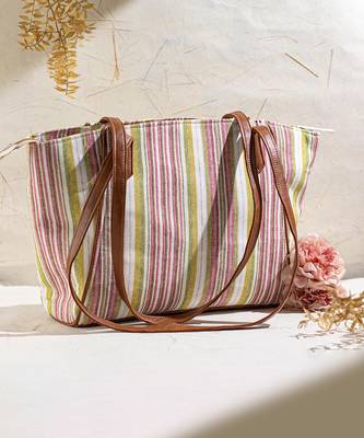 Pink brown new yorker tote bag 1