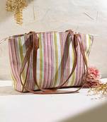 Pink brown new yorker tote bag