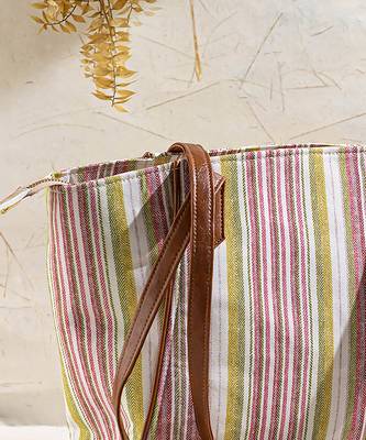 Pink brown new yorker tote bag 2
