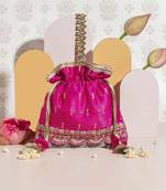 Pink tari silk potli bag