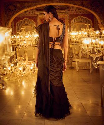 Black ruffle saree 5