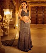 Black and Ombre silk organza embroidery Lehenga Set