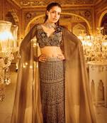 Black and Ombre silk organza embroidery Lehenga Set