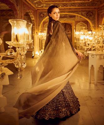 Black and Ombre silk organza embroidery Lehenga Set 3