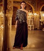 Black asymmetrical top with skirt