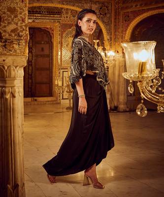 Black asymmetrical top with skirt 2