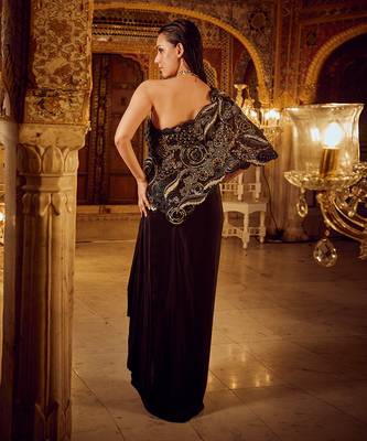 Black asymmetrical top with skirt 3