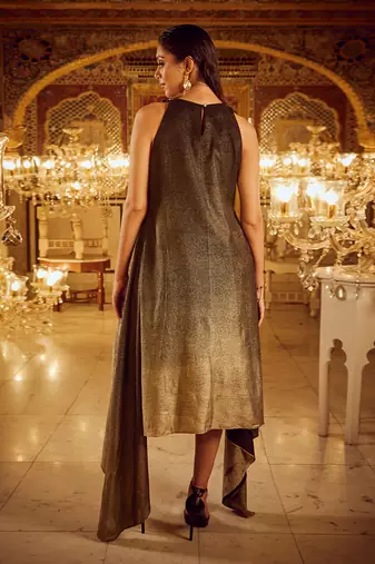Black ombre halter dress