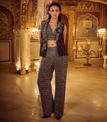 Black mesh bralette pant with blazer