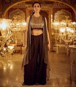 Black blouse pant cape