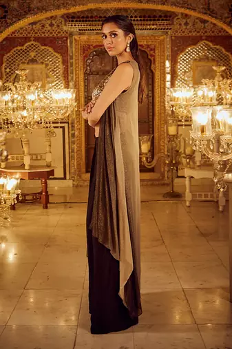 Black blouse pant cape