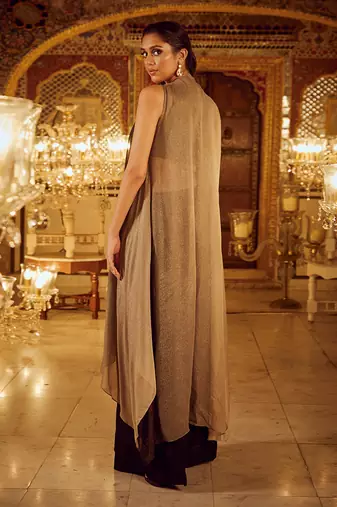 Black blouse pant cape