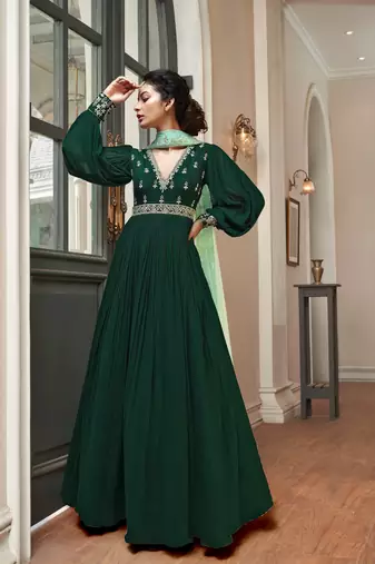 Trendmalls  Georgette Embroidery Anarkali Kurta Pant Set with Dupatta