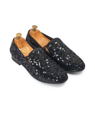 Black glamorous sequin slipons 1