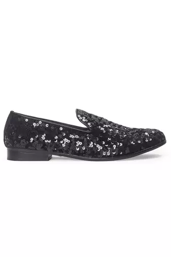 Black glamorous sequin slipons