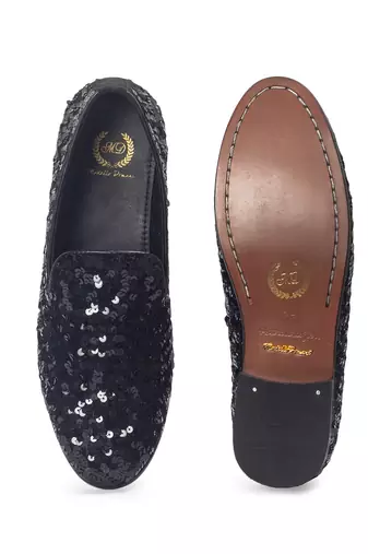 Black glamorous sequin slipons