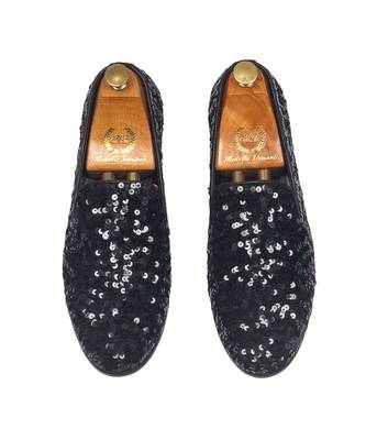 Black glamorous sequin slipons 4