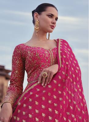 Women's Pink and Orange Georgette Anarkali Suit 4