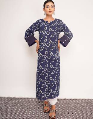 Indigo Printed Cotton Kurti Wide Leg Pant 1