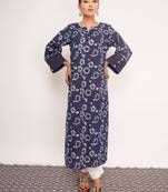 Indigo Printed Cotton Kurti Wide Leg Pant