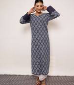 indigo printed cotton Kurti  Wide leg Pant