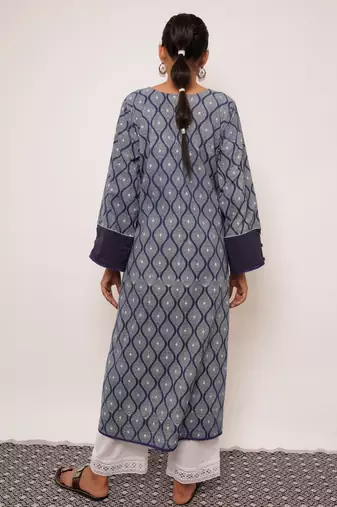 indigo printed cotton Kurti  Wide leg Pant