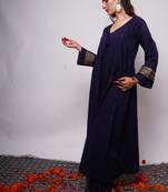 Navy Blue Plain Cotton Kurti Pallazo