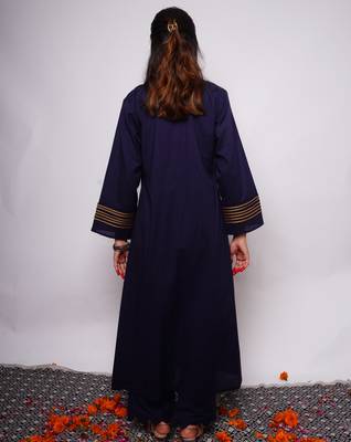 Navy Blue Plain Cotton Kurti Pallazo 5