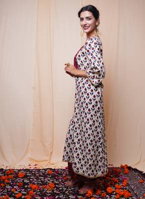 beige bagru printed cotton kurta palazzo set 4