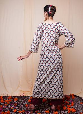 beige bagru printed cotton kurta palazzo set 5
