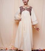 Beige Printed Cotton Kurti Pant Dupatta