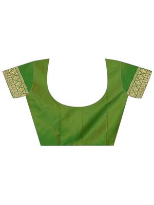 Elora pure soft silk floral designed banarasi weaving saree (light yellow & parrot green) 7