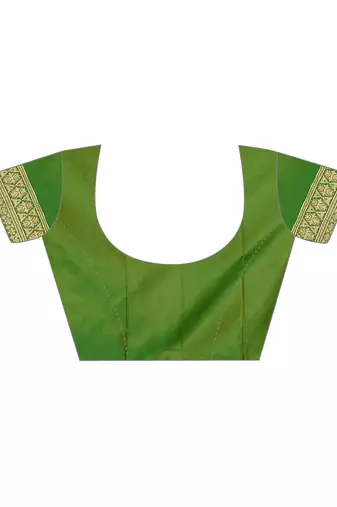Elora pure soft silk floral designed banarasi weaving saree (light yellow & parrot green)
