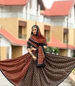 Maroon Color Pure Cotton Printed Navratri Semi-Stitched Chaniya Choli 